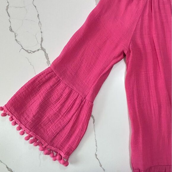 Spense | Women’s Elastic Scoop Neck Pink Top Blouse Tunic Boho Cottagecore Shirt - Picture 3 of 15